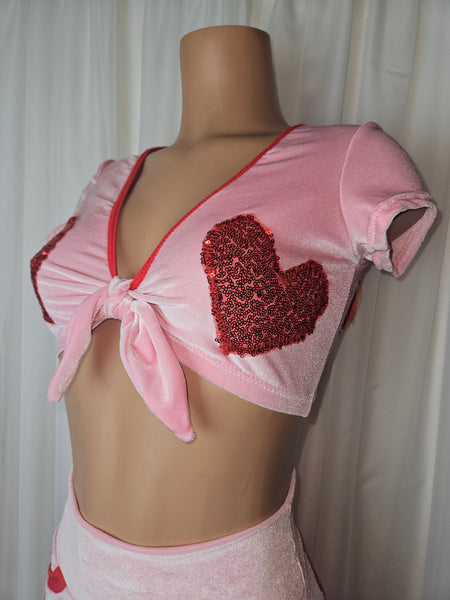 LONELY HEARTS BABY PINK CROP TOP