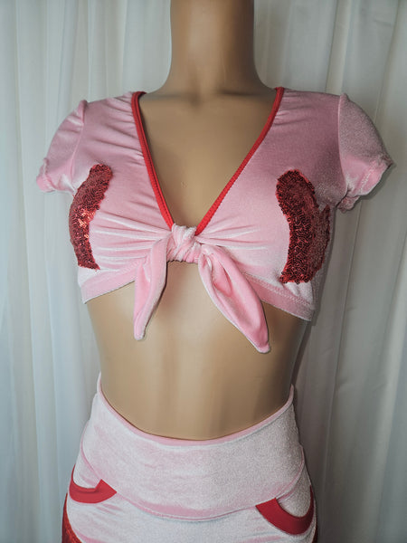 LONELY HEARTS BABY PINK CROP TOP