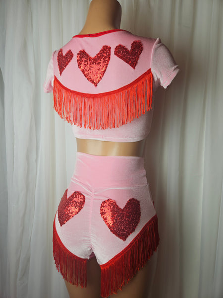 LONELY HEARTS BABY PINK CROP TOP