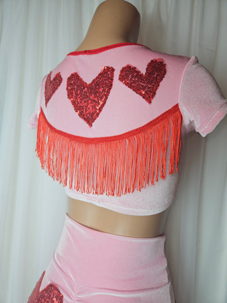 LONELY HEARTS BABY PINK CROP TOP