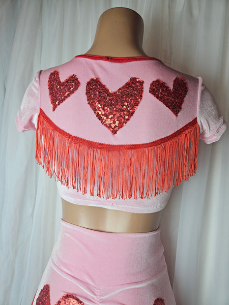 LONELY HEARTS BABY PINK CROP TOP