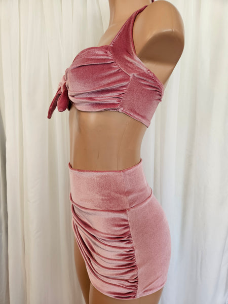 Starlet High Waist Bottom in Dusty Rose Velvet