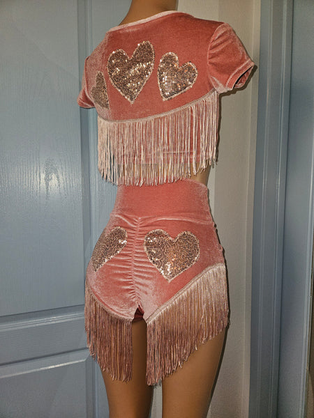 LONELY HEARTS in MAUVE ROSE CROP TOP