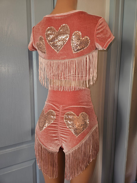 LONELY HEARTS in MAUVE ROSE CROP TOP