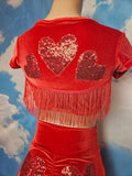 LONELY HEARTS in RED CROP TOP