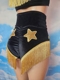 LONESTAR SHIMMY BOTTOM in BLACK VELVET With GOLD STARS