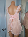 BABYDOLL in Pink Velvet with Lace Size MED