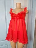 BABYDOLL in RED Velvet with Lace Size MED