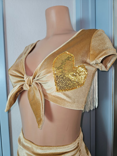 LONESTAR in TAN CROP TOP with HEARTS