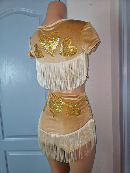 LONESTAR SHIMMY BOTTOM in BROWN VELVET With GOLD STARS