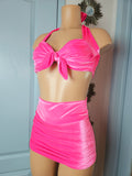 Starlet High Waist Bottom in Hotpink Velvet