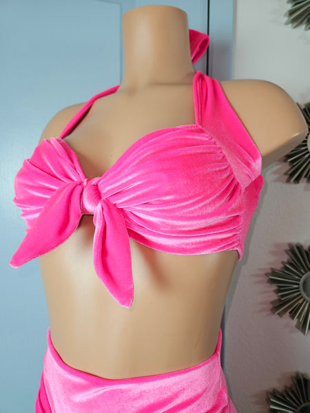 Starlet Ruched Top Hotpink Velvet