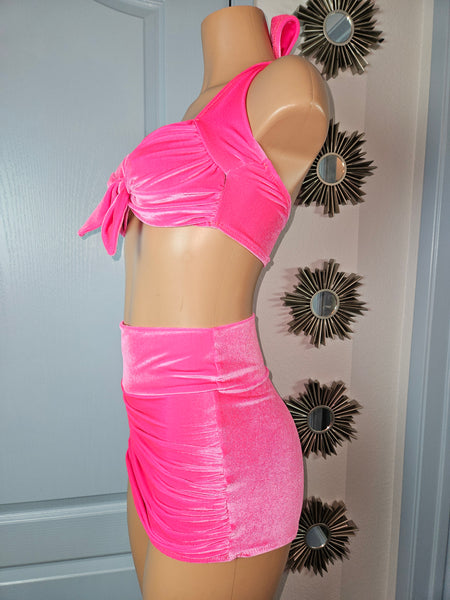 Starlet High Waist Bottom in Hotpink Velvet