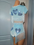 LONELY HEARTS in BLUE CROP TOP
