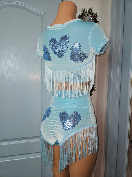 LONELY HEARTS SHIMMY BOTTOM in BLUE VELVET