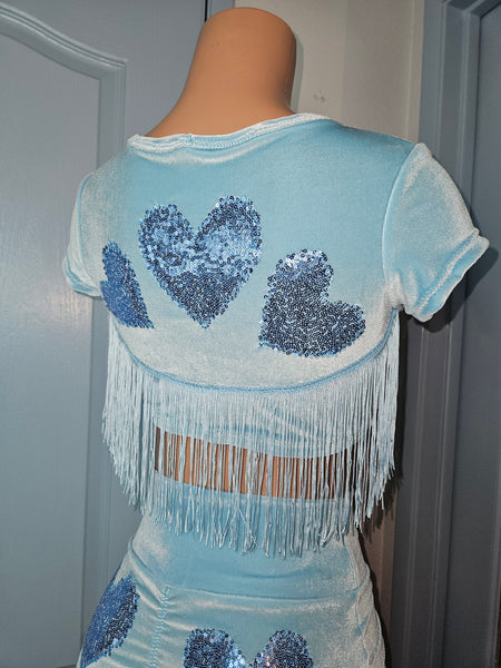 LONELY HEARTS in BLUE CROP TOP