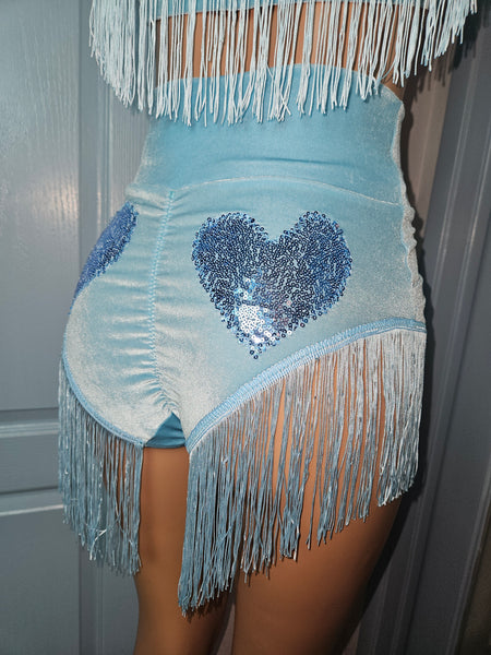 LONELY HEARTS SHIMMY BOTTOM in BLUE VELVET