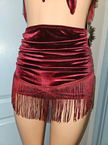 LONESTAR SHIMMY BOTTOM in MAROON VELVET With MAROON HEARTS