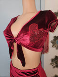 LONESTAR in MAROON CROP TOP with HEARTS