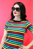 Jane Doe Tee in Rainbow Stripes