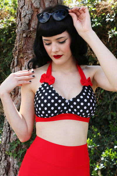 Sue Retro Halter Top With Bows