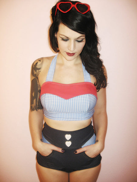 LORETTA Blue Gingham High Waist Bottom